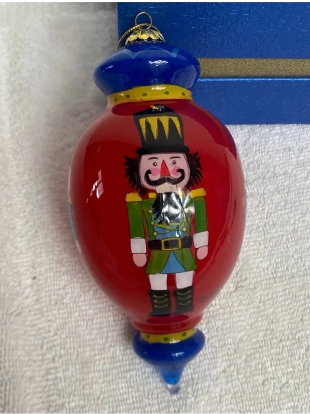 PIER 1 Christmas 2014 Red Nutcracker Glass Large Drop Ornament Glass Christmas